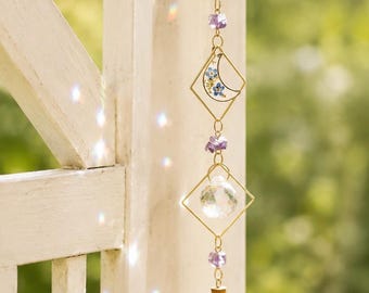 Enfeite de janela "Não Me Esqueças", Arco-Íris de Cristal, Lembrança Personalizada, Decoração de Condolências