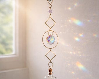 Apanhador de Sol Memorial para Cinzas ou Pelos de Animais de Estimação, Lembrança de Cristal para Pendurar, Sino de Vento Personalizado com Nome, Criador de Arco-Íris, Presente de Condolências pela Perda de um Animal de Estimação