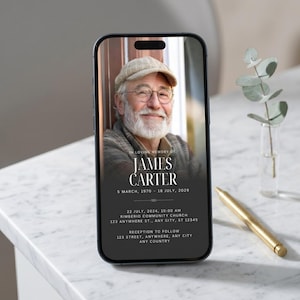 Funeral Invitation Template, Editable Memorial Service Evite (Digital Download)