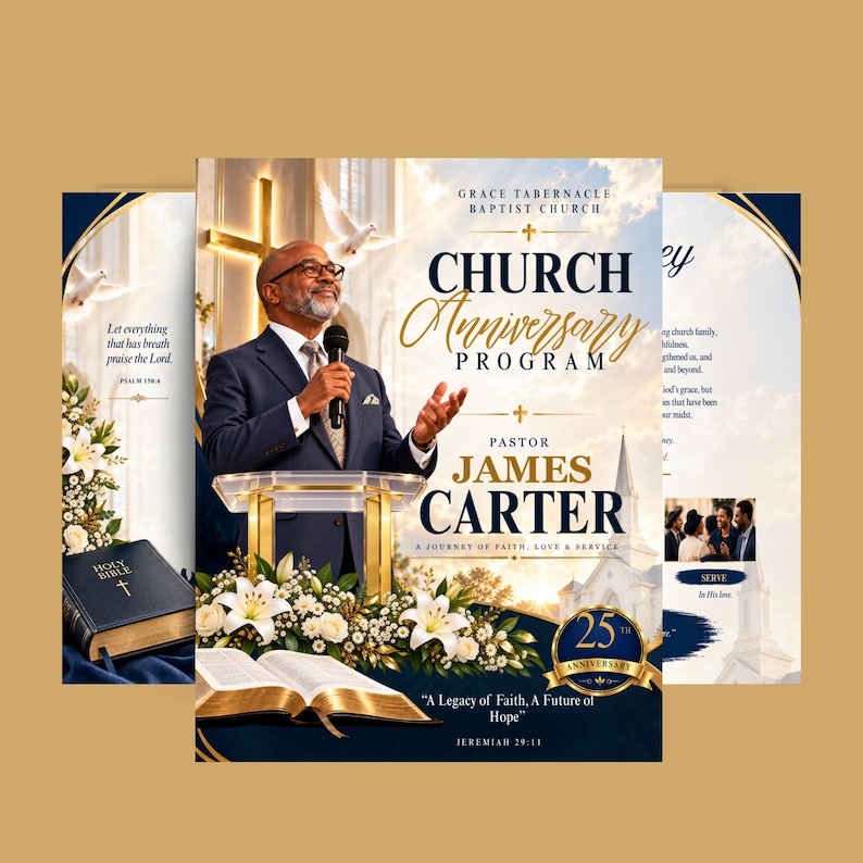 Church Anniversary Program Template Canva Editable, Pastor Appreciation ...
