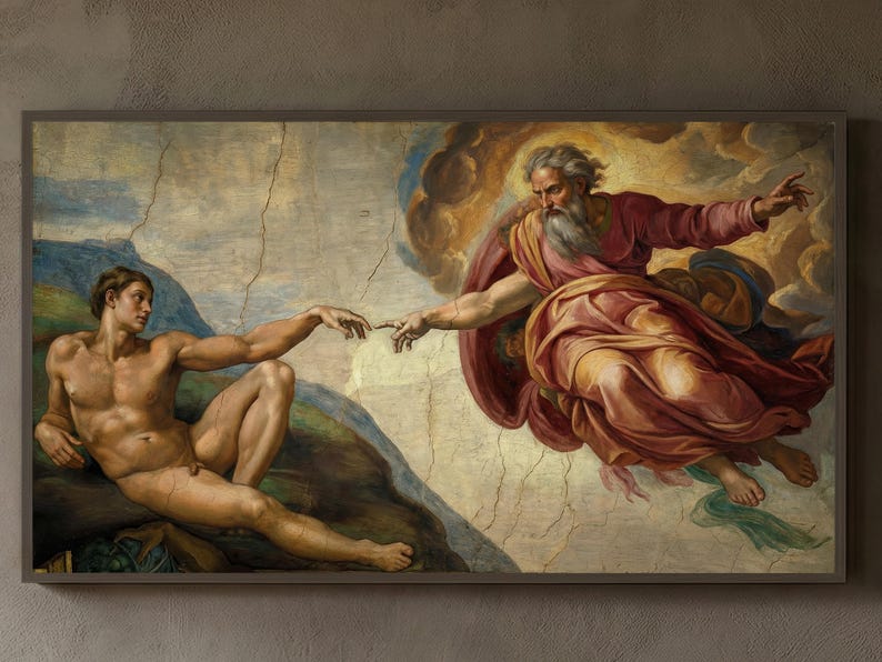 Creation of Adam Frame TV Art, Michelangelo Sistine Chapel, Renaissance ...