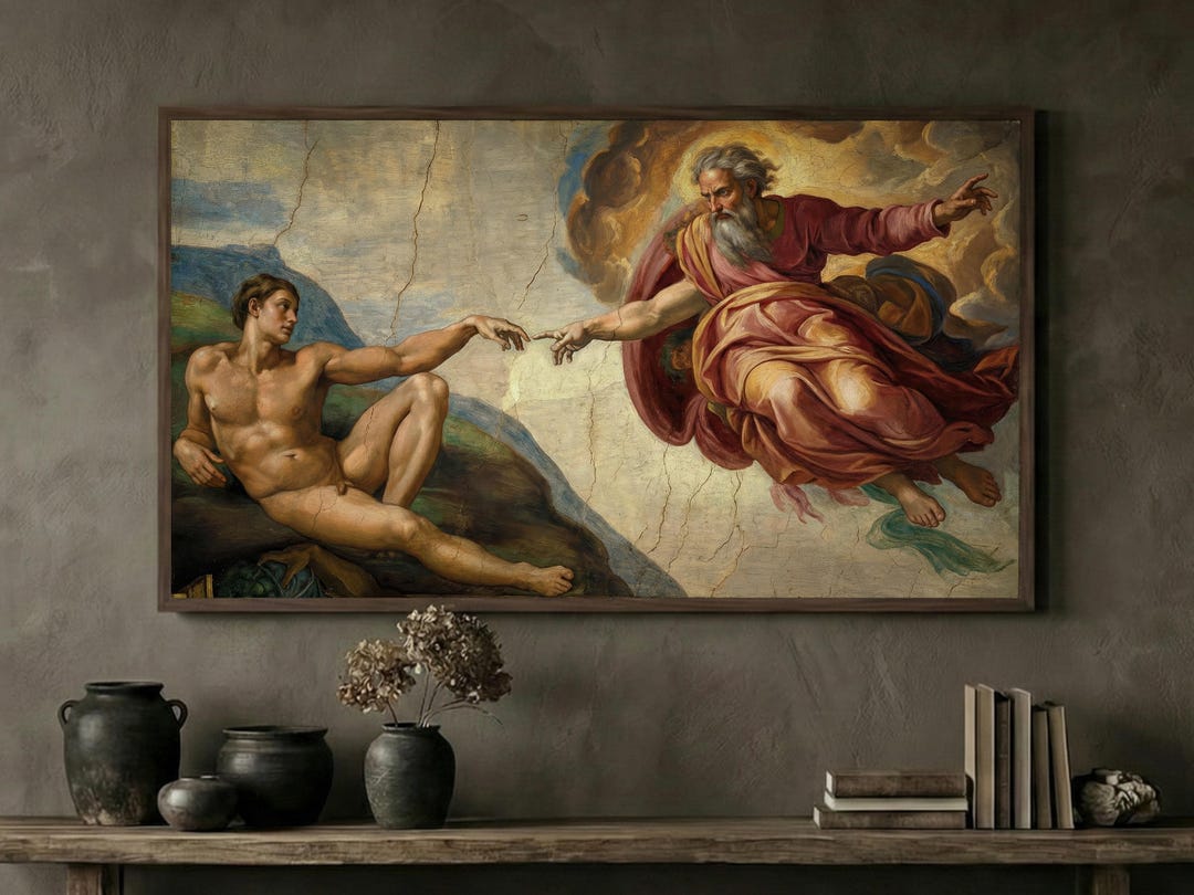 Creation of Adam Frame TV Art, Michelangelo Sistine Chapel, Renaissance ...