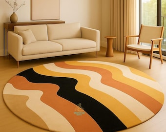 Designer hand tufted round rug contemporary abstract pattern modern area rug for livingroom bedroom