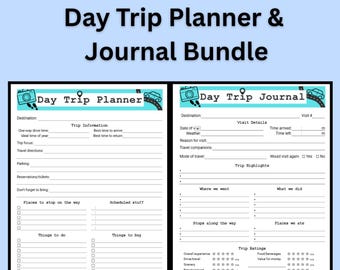 Day Trip Planner & Journal PDF Bundle | Printable Travel Itinerary + Trip Memory Log | Instant Download