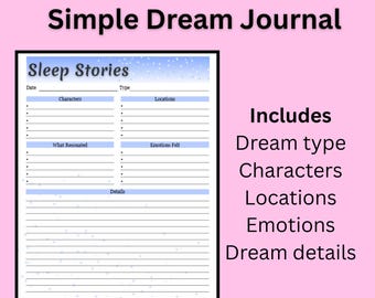 Dream Journal Printable PDF | Sleep & Dream Diary Template | Instant Download