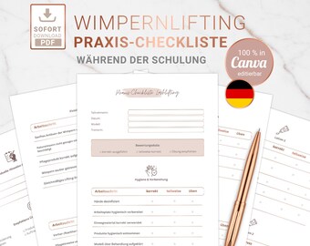 Lash Lifting Trainer Checklist (Canva) | 100% Editable | Practical Guidance & Evaluation | A4 Training Template for Instructors