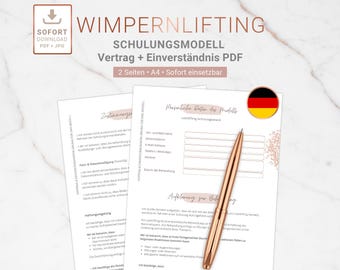 Lash Lifting Model Contract & Consent Form (PDF) | 2 pages A4 German | Training/Model | Information + Photo/Video + Liability | DE