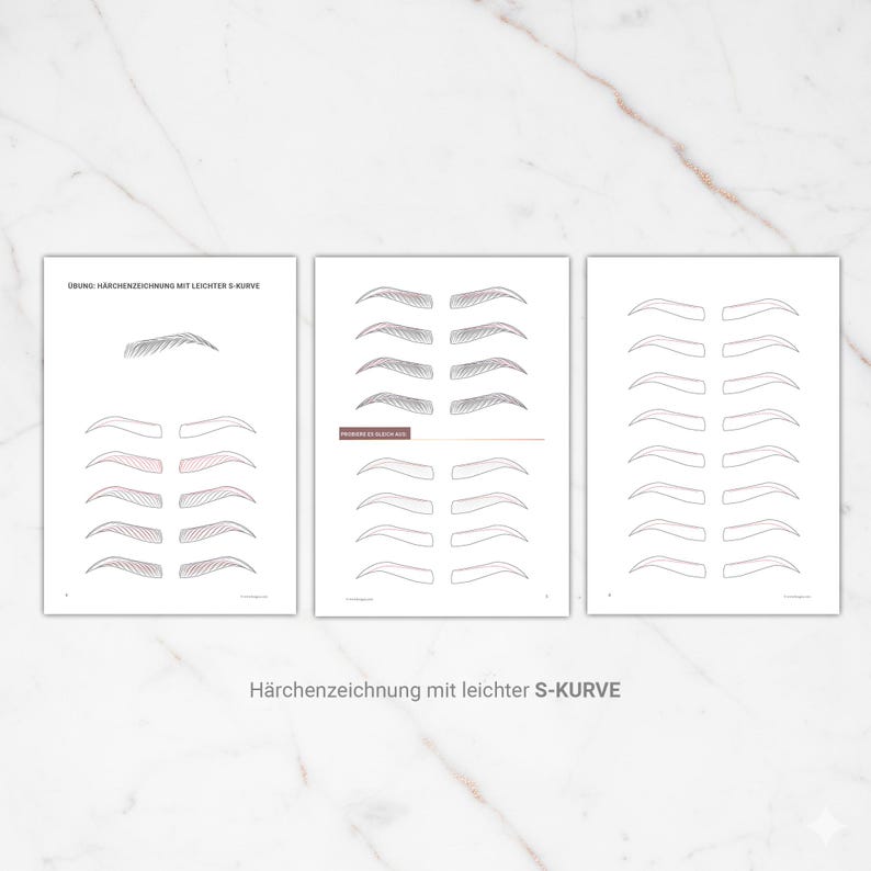 Paper Eyebrows Part 1: Brow Styles With a Slight S-curve | Hair Stroke Technique Step ...