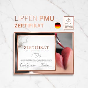 Lip PMU Certificate PDF & JPG | Training Certificate for Permanent Make-up Academy | Instant Download | German | A4 landscape