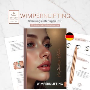 WIMPERNLIFTING Schulungsunterlagen PDF (77 Seiten A4) | Lashlifting Mappe | Premium Kursunterlagen, Formulare, Preiskalk. & Checklisten