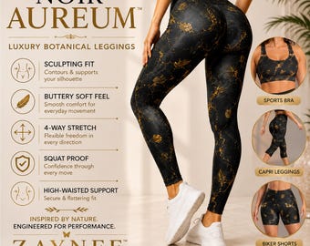 Black Gold Leggings, High Waisted Yoga Pants, Sports Bra, Capri Biker Shorts, Printed Activewear Women, Gym Wear Collection