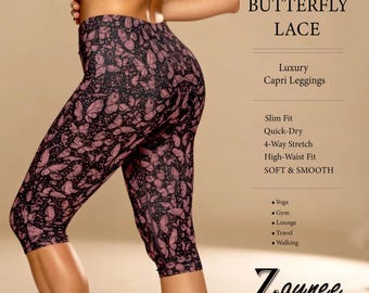 Caprilegging met vlinderkant | Luxe sportkleding met hoge taille | Zachte 4-way stretch yogacapri