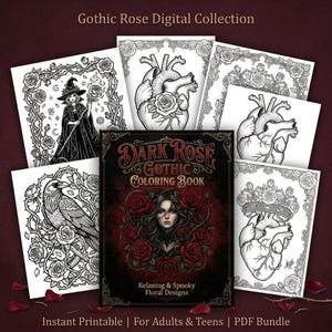 Livro de colorir gótico rosa escuro | 50 páginas imprimíveis para adultos (download em PDF) imagem 4