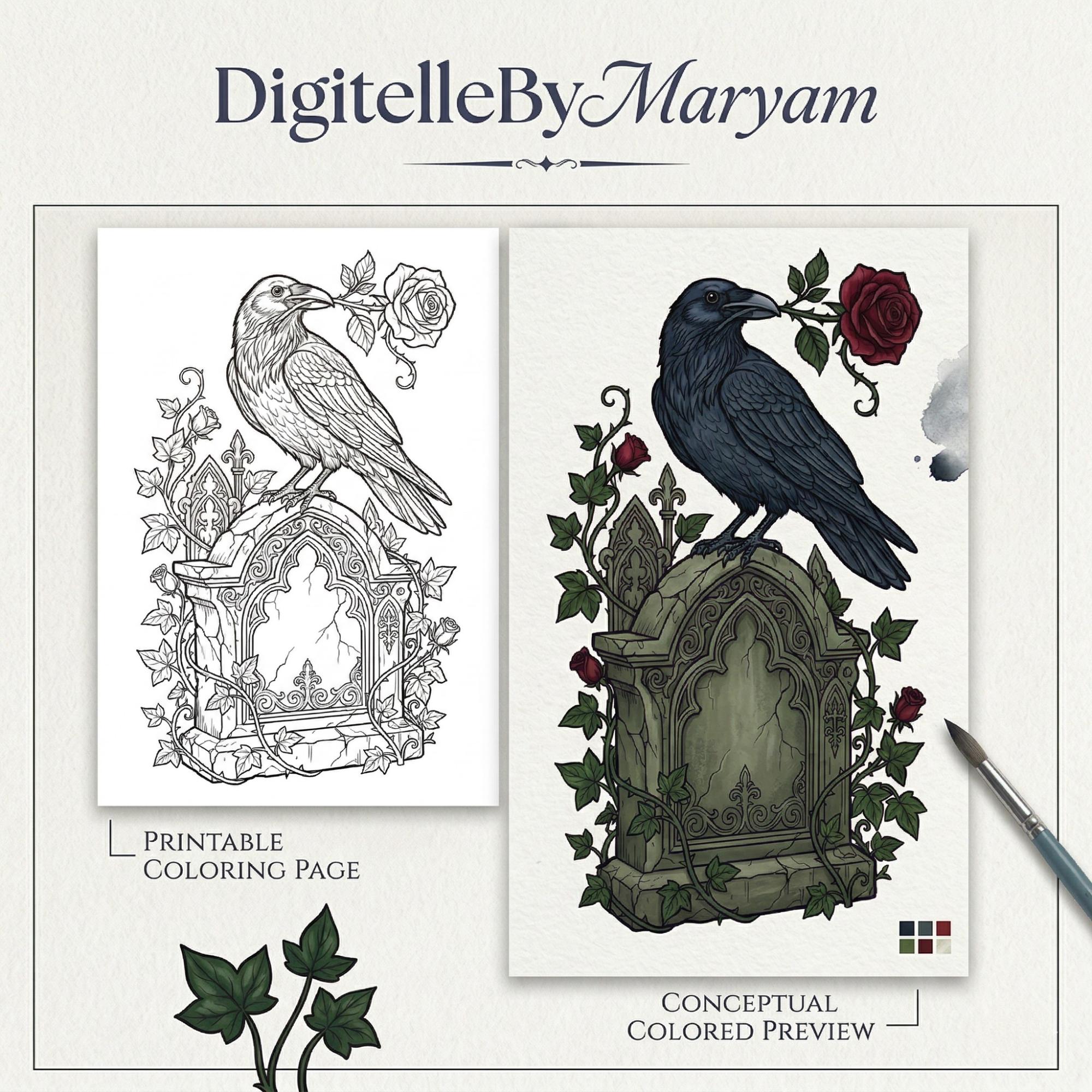 Gothic Roses To Color Dark Rose Gothic Coloring Book | 50 Printable Adult Pages (PDF Download ...