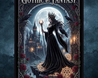 Gothic & Fantasy Adult Coloring Book | Dark Witches Vampires Dragons | Gothic Castles Magic Rituals | Printable PDF