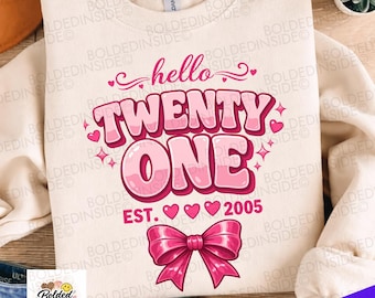 Hello Twenty One Coquette Bow 21st Birthday 2005 Png: Coquette Bow 21st Birthday Png Pink Clipart (digital Download)