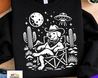 Sci Fi Cowboy Dog Png Alien Desert Night Art Png Funny Western Print Png Birthday Gift