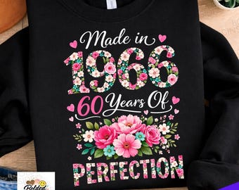 Ade in 1966 Png Blumen Geburtstag Png 60. Geburtstag Png Vintage Blumen Design Geschenk für Frauen Mama Oma