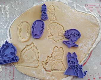 Set of 5 Ghibli cookie cutters – Jiji, Mononoke, Calcifer, No Face & Susuwatari