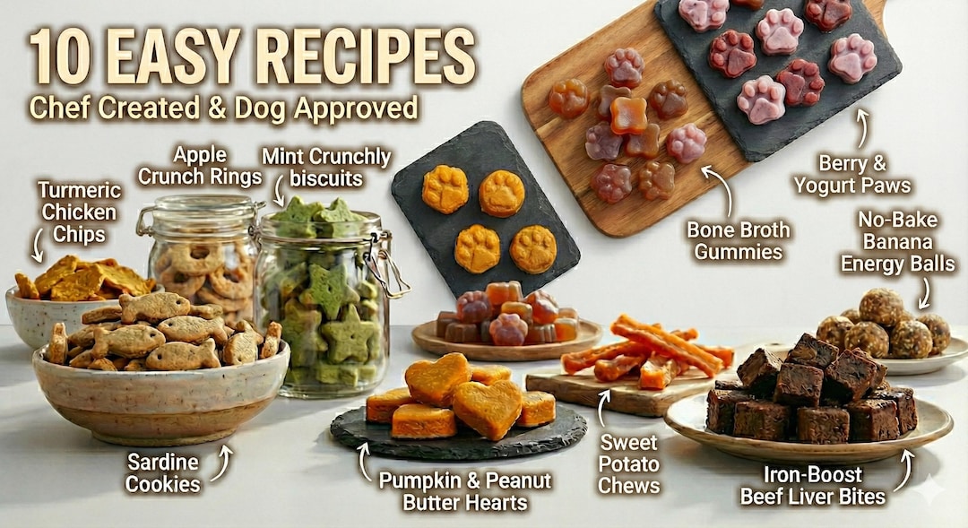 10 Easy Homemade Dog Treat Recipes PDF | Healthy Human Grade Dog Snacks ...