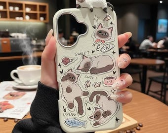Funda para iPhone con diseño de gato y perro adorable, diseño de juguete 3D, funda de cuero suave con purpurina de dibujos animados Kawaii para iPhone 16 15 14 13 12 11 Pro Max