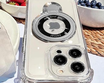 Funda magnética transparente de lujo para iPhone 17, 16, 15, 14, 13, 12 y 11. MagSafe, a prueba de golpes.