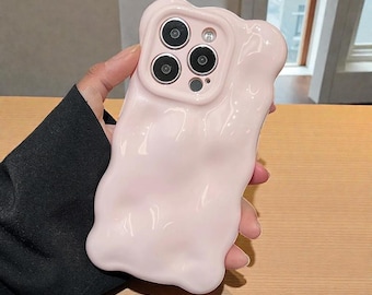 Funda rosa claro brillante con burbujas 3D para iPhone 11, 12, 13, 14, 15, 16 y 17 (TPU y silicona a prueba de golpes)