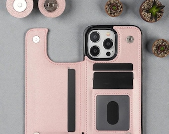 Funda de cuero tipo billetera para iPhone: tapa magnética, ranuras para tarjetas y soporte, para iPhone X, XR, XS, 11, 12, 13, 14, 15 y 16