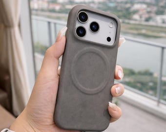 Funda de lujo de piel para iPhone con cierre magnético MagSafe, funda delgada a prueba de golpes con textura de piel de oveja PU para iPhone 17 16 15 14 13 12 Pro Max