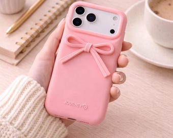 Funda para iPhone con lazo 3D de silicona suave, funda Kawaii con lazo, resistente a golpes y arañazos para iPhone 17 16 15 14 13 12 Pro Max