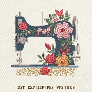 Floral Vintage Sewing, Tailor Sewing Embroidery Design, Instant Download Dst Pe