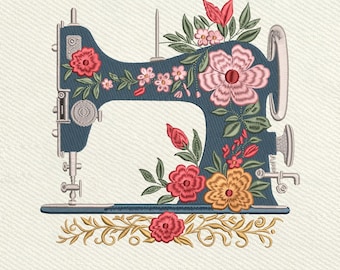 Floral Vintage Sewing, Tailor Sewing Embroidery Design, Instant Download Dst Pe