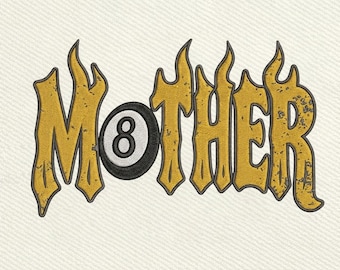 Mother 8 Ball Retro Mother Text, Billiard Ball Mom Design, Vintage Style Embroidery Design, Instant Download Dst Pe
