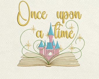 Once Upon a Time, Fairy Tale Castle Book Design, Princess Embroidery Design, Instant Download Dst Pe