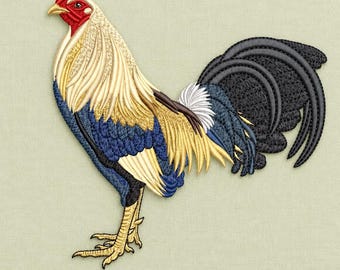 Rooster Machine Embroidery Design, Farm Chicken PES DST Download