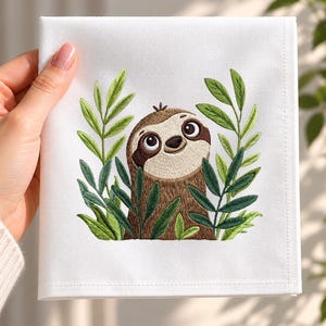 Sloth Embroidery Design, Sweet Jungle Animal, Tropical Nursery Decor