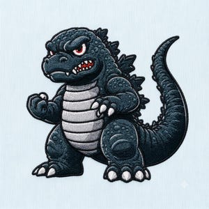 Godzilla Embroidery Design, Sweet Monster, Japanese Kaiju, Cartoon Dinosaur, Geek Gift Digital Download