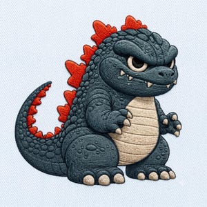 Godzilla Embroidery Design, Chibi Monster, Japanese Kaiju, Sweet Dinosaur, Kids Gift Digital Download