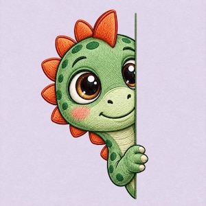 Peeking Dinosaur Embroidery Design, Green Dino Peekaboo Machine Embroidery Pattern Digital Download