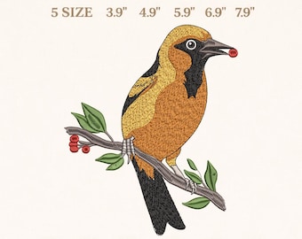 Diseño de bordado del oropéndola de Baltimore, descarga instantánea, 5 tamaños.