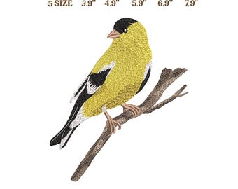 Diseño de bordado de jilguero americano, descarga instantánea, 5 tamaños.