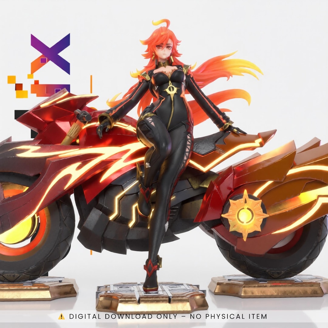 Flame Rider Valkyrie STL Figure 1:7 Scale – Anime Girl on Futuristic ...