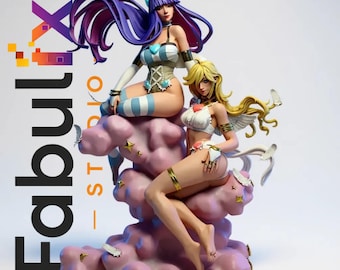 Anime Twin Angel STL | Stylized Duo Girl 3D Print Model 1:6 Scale for Resin Printing