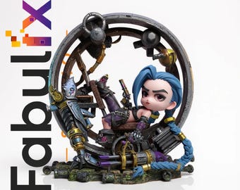 ジンクスちびSTLフィギュア – 高精細モデル | リーグ・オブ・レジェンド風3Dプリントスタチュー | 非対応 | キュートなパンクキャラクター
