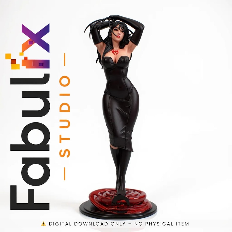 Dark fantasy female statue STL model standing pose for resin 3D printing