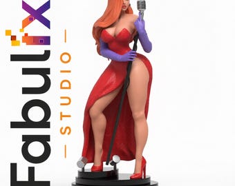 Jessica Rabbit STL File, Classic Cartoon Figure for 3D Printing, 1:6 Resin Statue, Non Supported, Digital Download