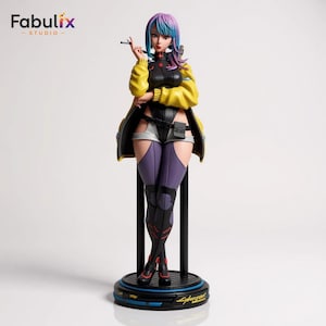 Front view of Lucy Cyberpunk Edgerunners 250mm resin statue STL model featuring detailed clothing and sci fi character styling
