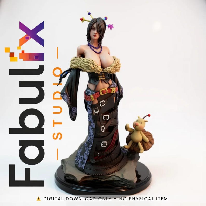 Lulu Final Fantasy STL 3D print fantasy mage girl figure