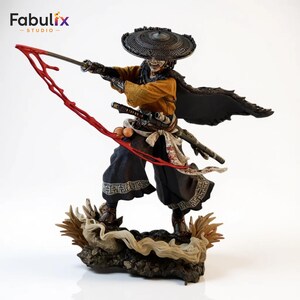 Atsu Ghost of Yotei STL samurai statue with dynamic katana slash