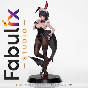 Cute Bunny Girl STL File, Anime Maid Statue for 3D Printing, 1:7 Scale Collectible Resin Figure Model, Digital Download